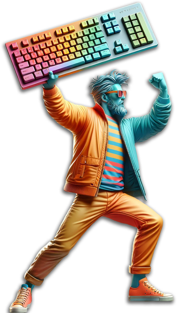 homme coloré avec un clavier